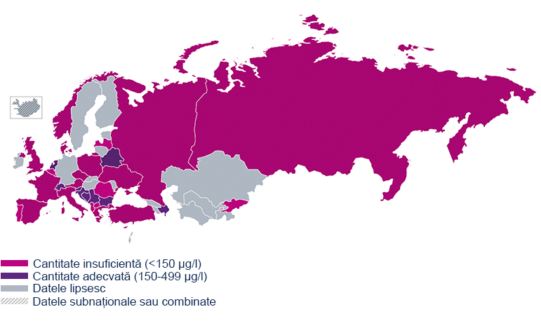 Harta statutului de iod al femeilor însărcinte din Europa